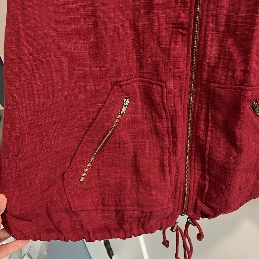 Matilda Jane Jacket Crimson Burgundy Lightweight Zipper Gauze NWOT